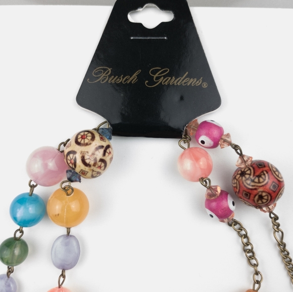 NWT Beaded Necklace Unique Double Chain Colorful Bright Multicolor Women's - Picture 5 of 6